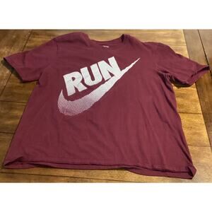 Nike tee t shirt medium Maroon W/ White RUN